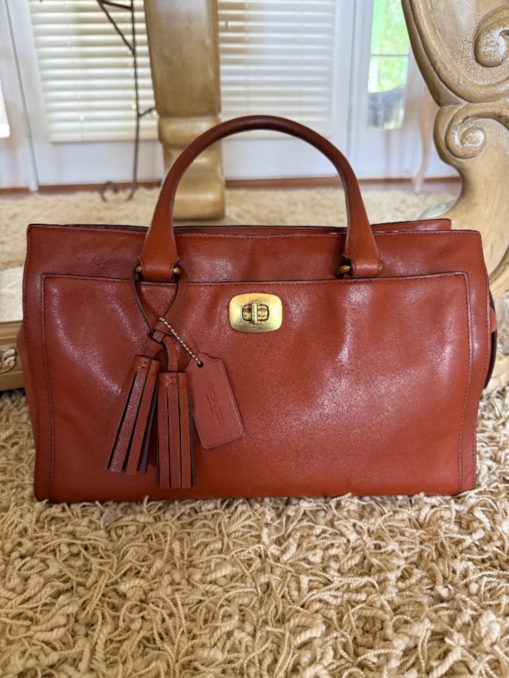 Coach Legacy Chelsea Carryall Satchel 25359 Saddle (Cognac) Glove Tanned Leather